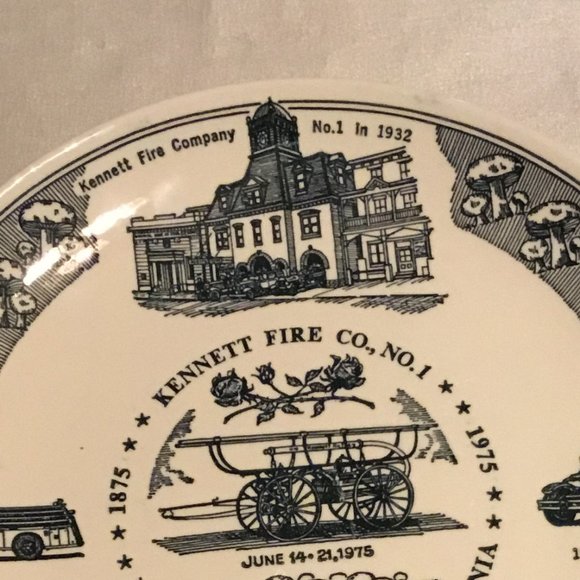 Vintage Kettlesprings Kilns Kennett Fire Company No.1 1875-1975 centennial plate - Picture 3 of 11